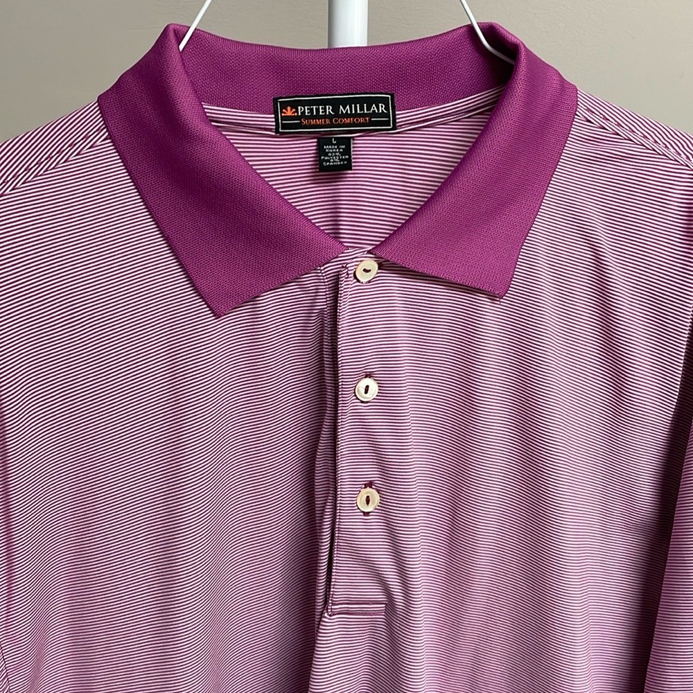 Peter Millar Men’s Summer Comfort Polo Purple Stripe